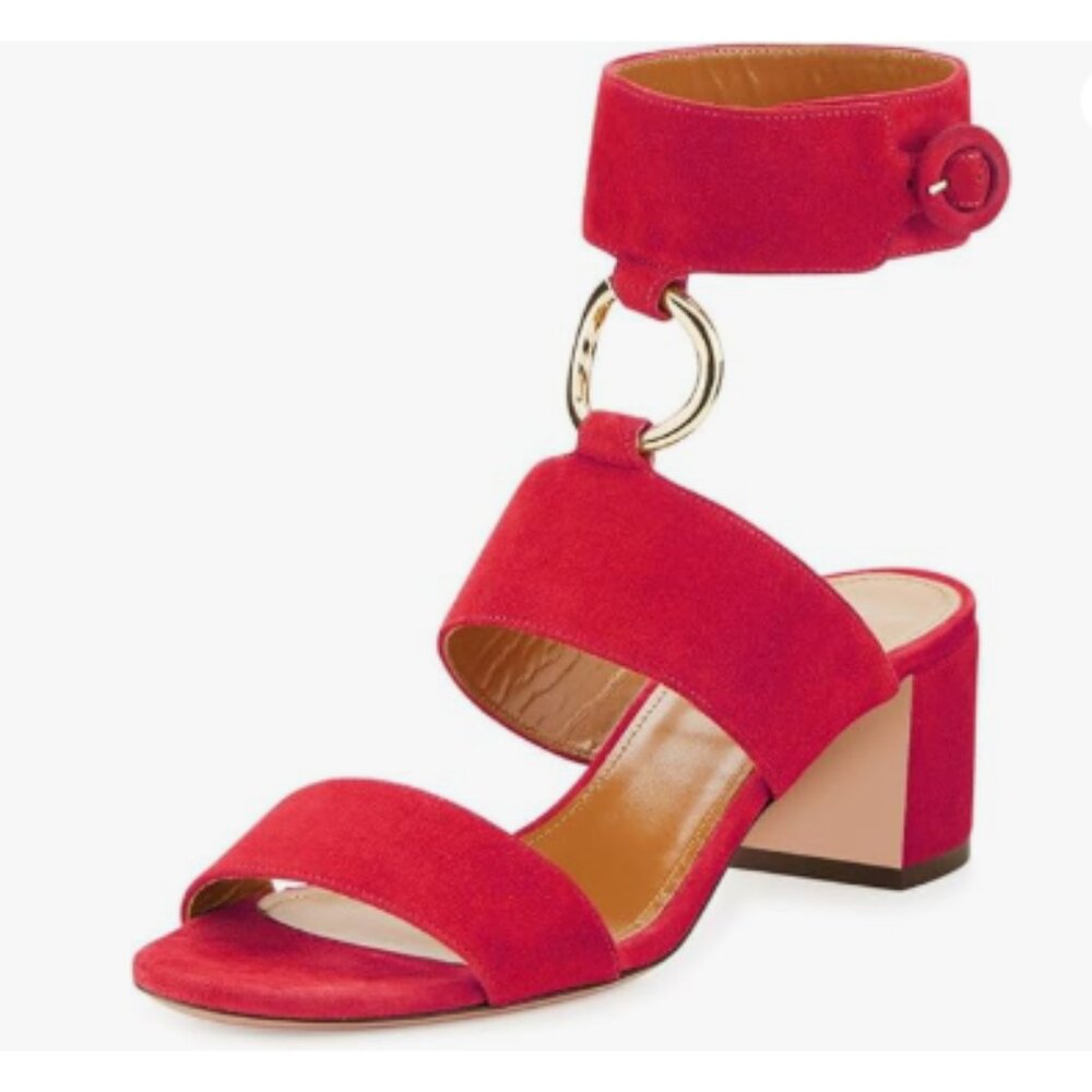 YDN Red Women's AmbyrLyn Bay Heeled Sandal, Fuchsia Suede